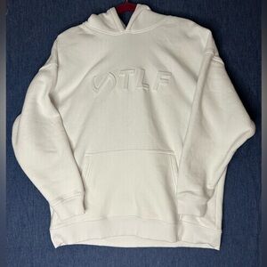 TLF White Embossed Logo Crewneck Hoodie